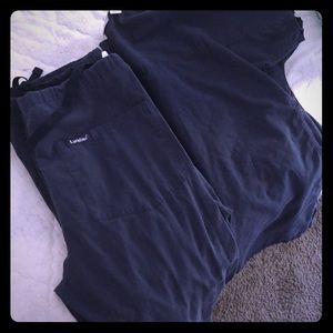 Navy Blue Landau Scrubs. 4 Pants 3 Shirts